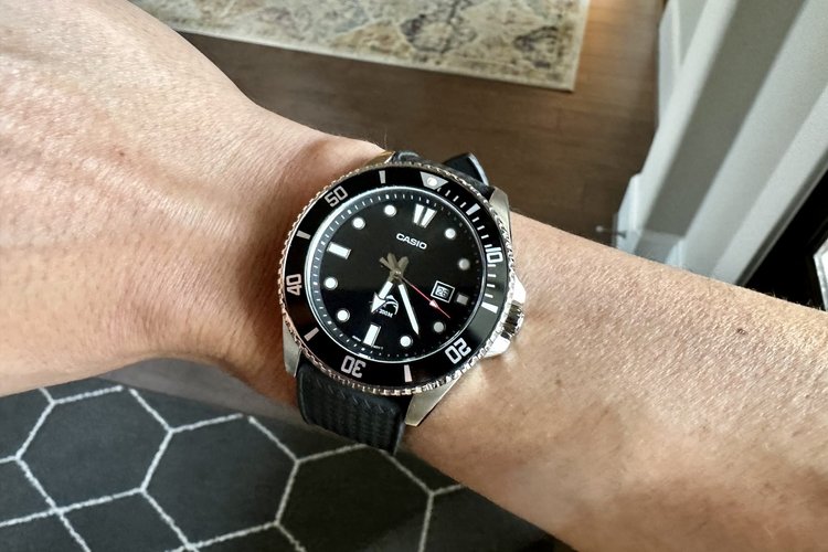 Casio Duro MDV106-1AV on the wrist — the budget dive watch benchmark