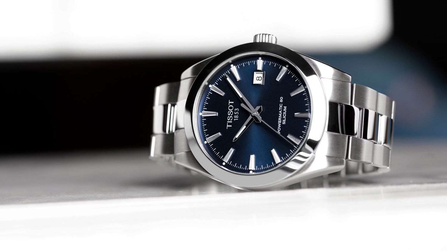 Tissot Gentleman Powermatic 80 with blue dial on the wrist — a quieter alternative to the PRX